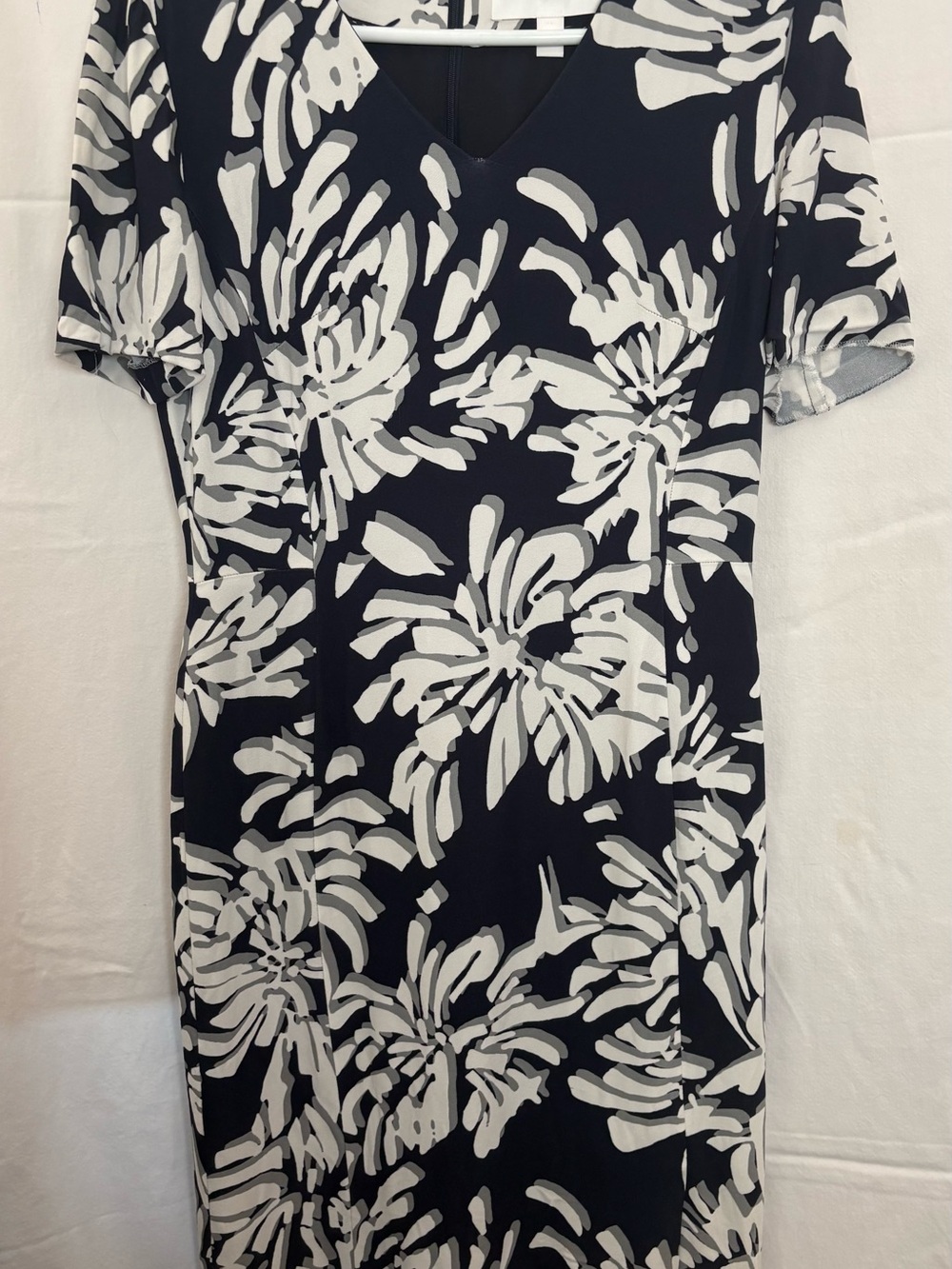 Boss Navy and White Floral V-Neck Dress